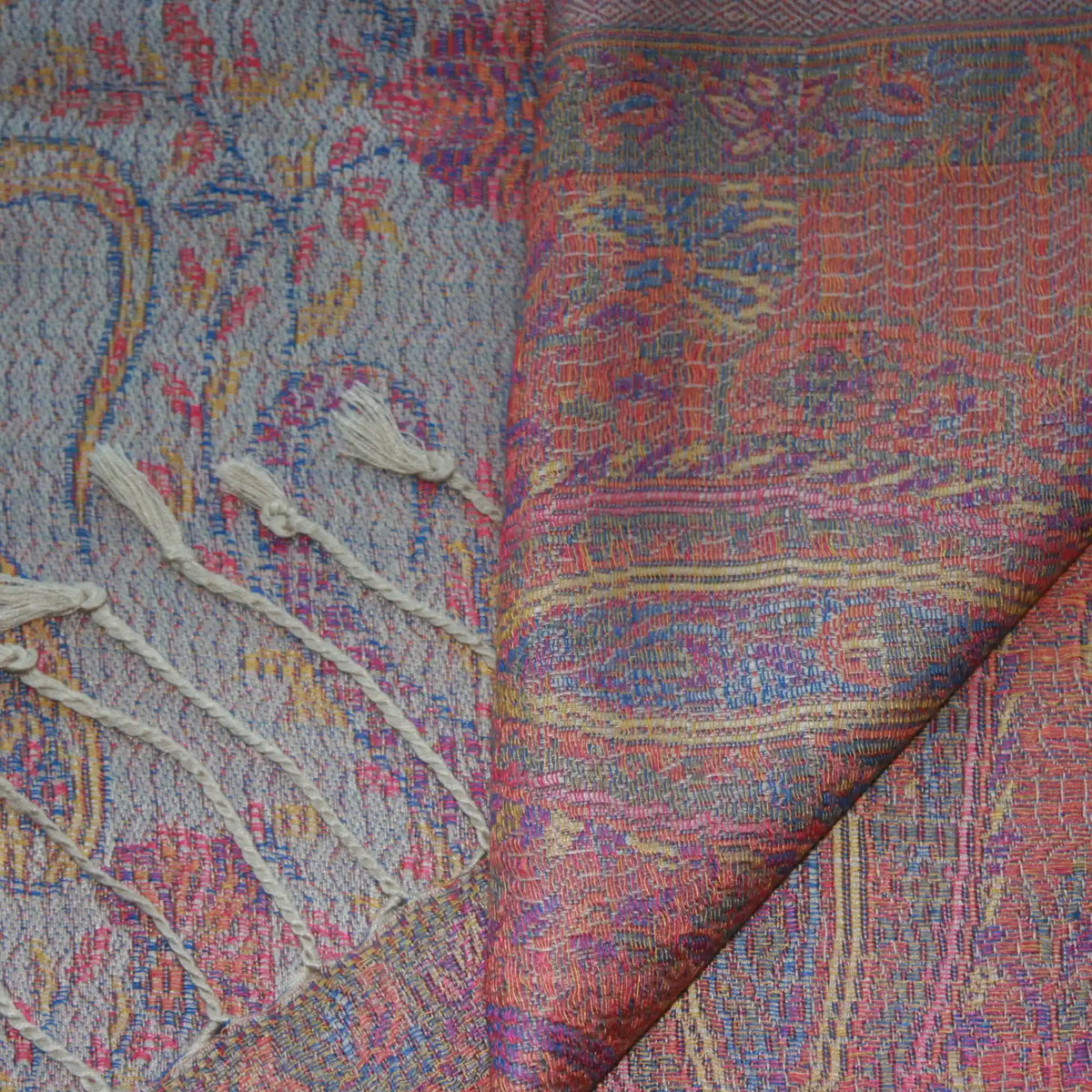 Cashmere Silk Jacquard Wrap – Dusty Rose Paisley – Rose Warm