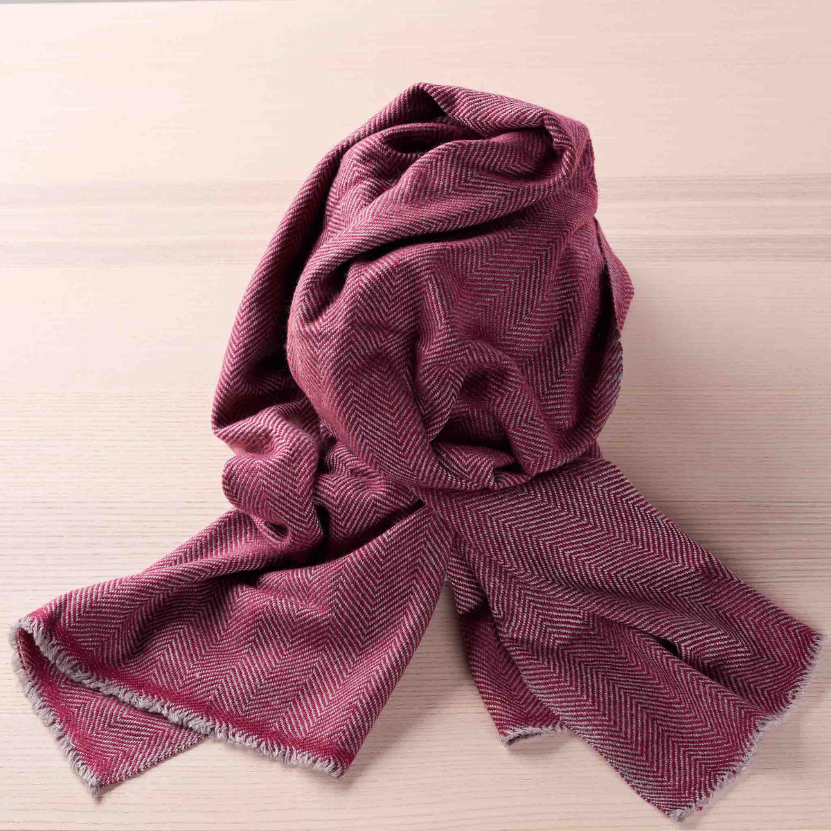 Wrap – Burgundy Grey Herringbone