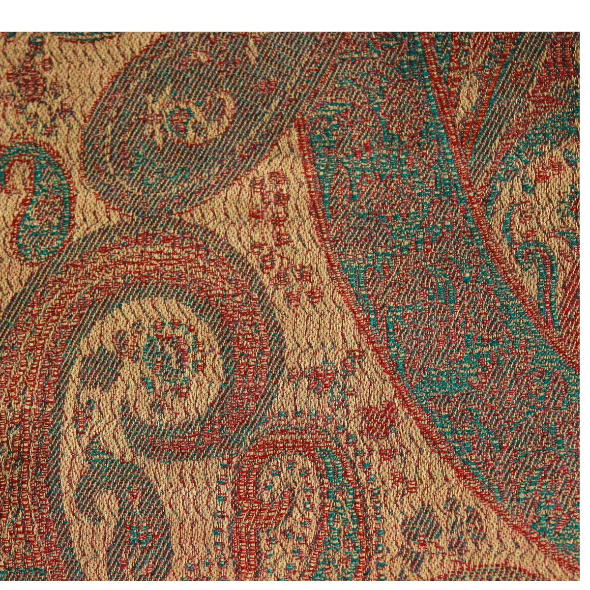 Cashmere Silk Jacquard Wrap – Rust Paisley – Rust Red Green