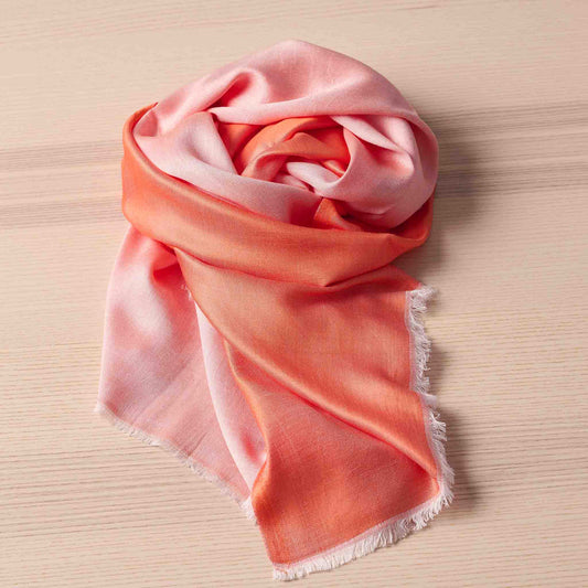 Reversible Silk Wrap – Coral/Sand