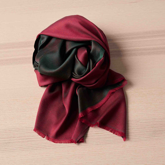Reversible Silk Wrap – Deep Teal/Wine Red