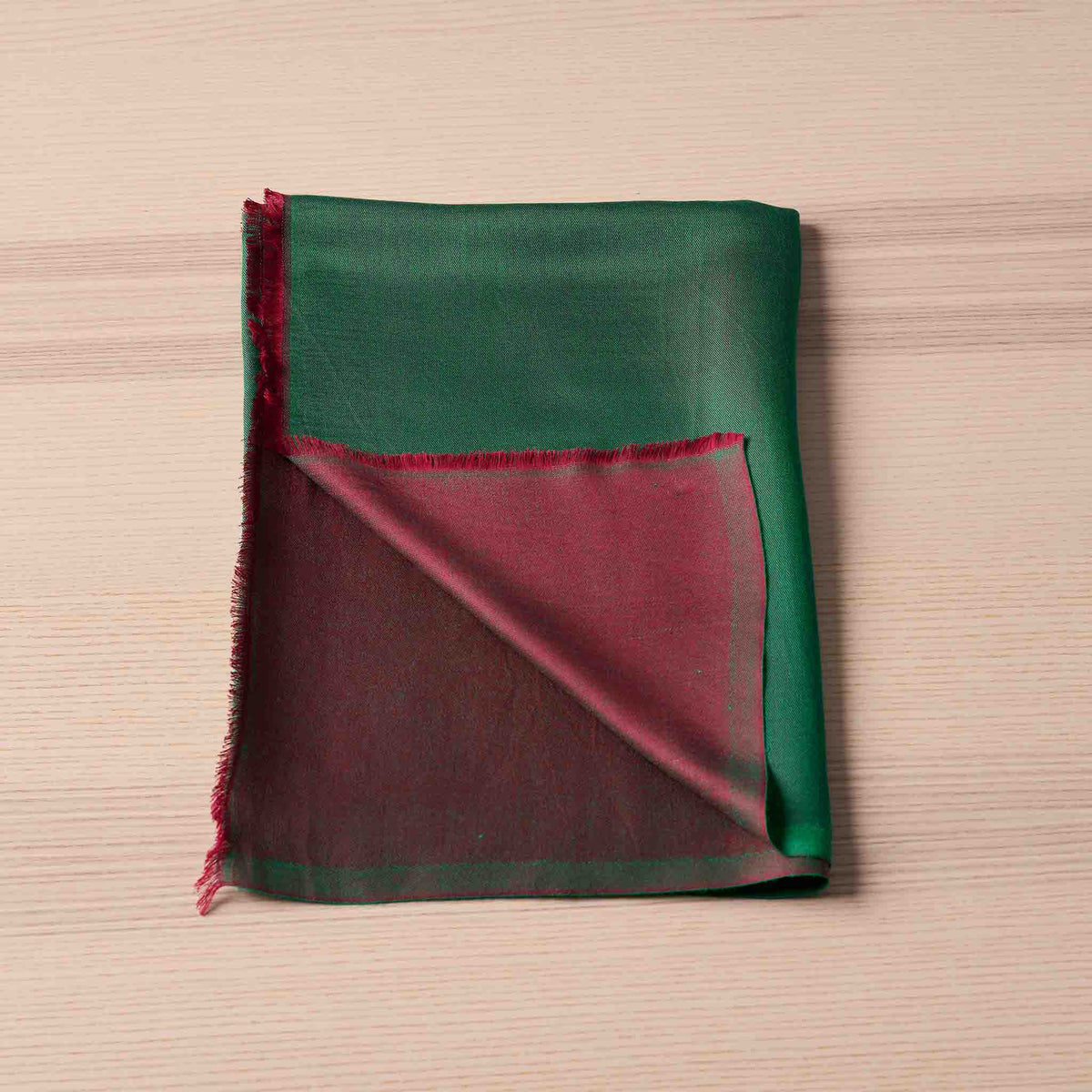 Reversible Silk Wrap – Emerald/Rose Red