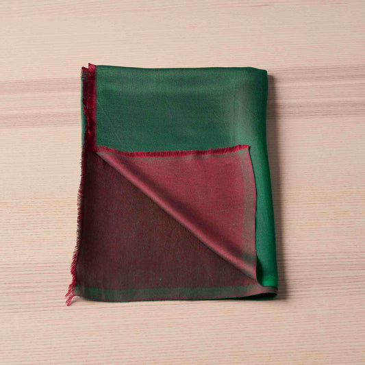 Reversible Silk Wrap – Emerald/Rose Red