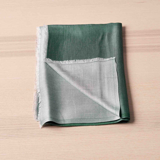 Reversible Silk Wrap – Forest Green/Ivory