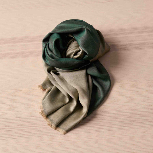 Reversible Silk Wrap – Dark Olive/Taupe