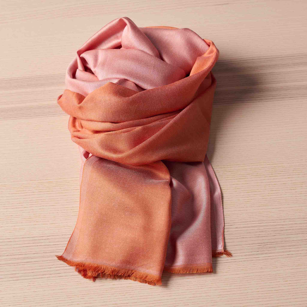 Reversible Silk Wrap – Peach/Ivory