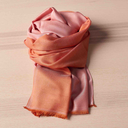 Reversible Silk Wrap – Peach/Ivory