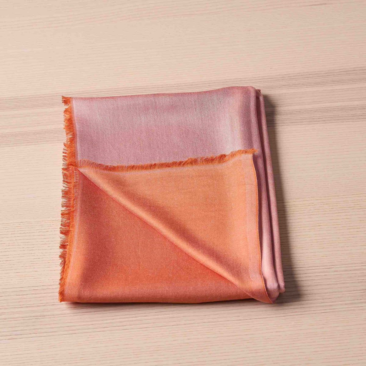 Reversible Silk Wrap – Peach/Ivory