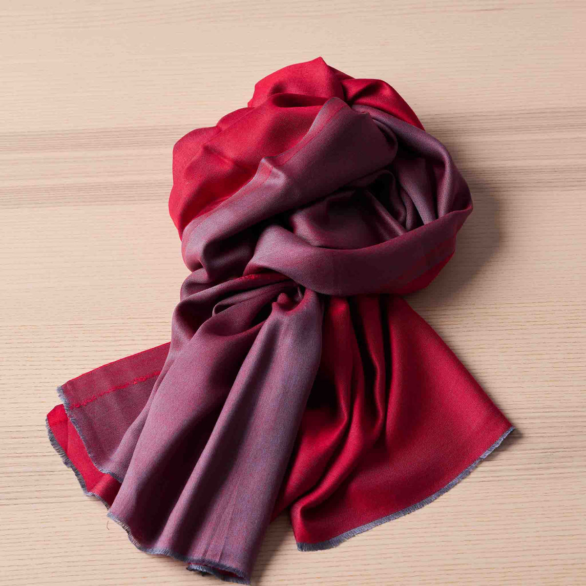 Reversible Silk Wrap – Ruby/Lilac Grey