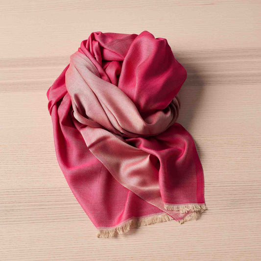 Reversible Silk Wrap – Raspberry/Sand