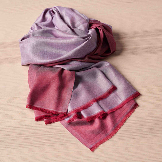 Reversible Silk Wrap – Raspberry/Lavender