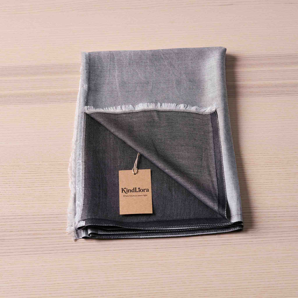 Reversible Silk Wrap – Silver Grey/Charcoal