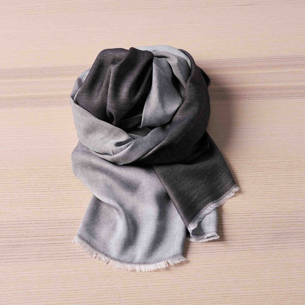 Reversible Silk Wrap – Silver Grey/Charcoal