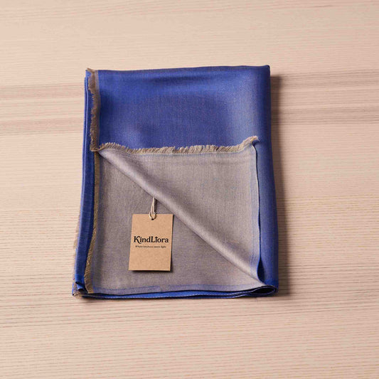 Reversible Silk Wrap – Sky Blue/Taupe