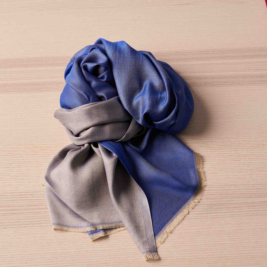 Reversible Silk Wrap – Sky Blue/Taupe