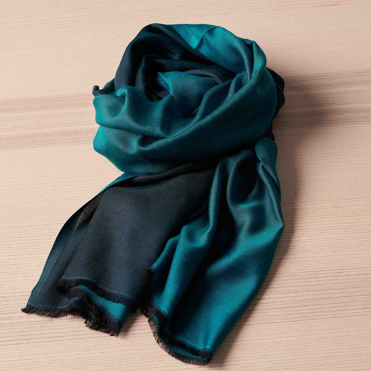 Reversible Silk Wrap – Turquoise/Charcoal