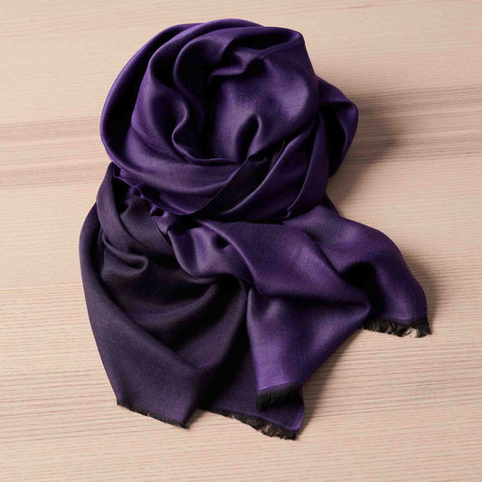 Reversible Silk Wrap – Violet/Aubergine